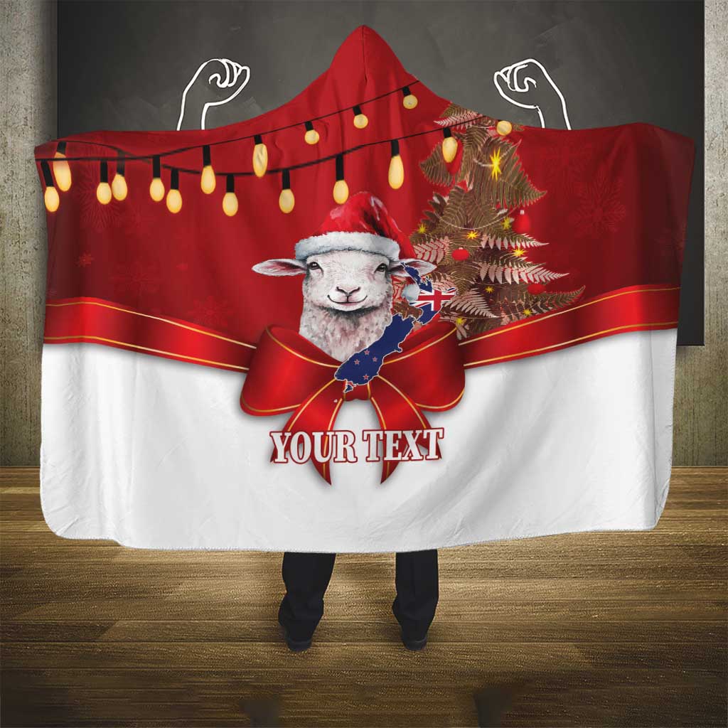 Personalized New Zealand Sheep Christmas Hooded Blanket Hipi Meri Kirihimete Silver Fern Xmas Tree - Polynesian Pride