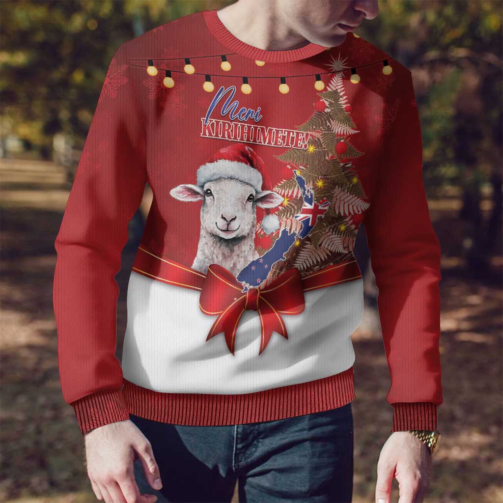 Personalized New Zealand Sheep Christmas Ugly Christmas Sweater Hipi Meri Kirihimete Silver Fern Xmas Tree LT14 - Polynesian Pride