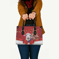 Personalized New Zealand Sheep Christmas Leather Bag Hipi Meri Kirihimete Silver Fern Xmas Tree - Polynesian Pride