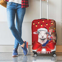 Personalized New Zealand Sheep Christmas Luggage Cover Hipi Meri Kirihimete Silver Fern Xmas Tree - Polynesian Pride