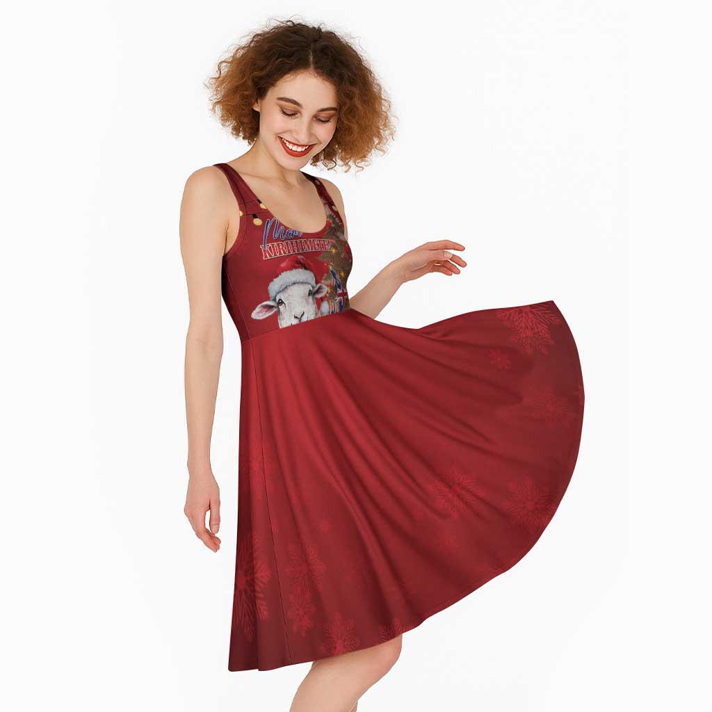 Personalized New Zealand Sheep Christmas Midi Dress Hipi Meri Kirihimete Silver Fern Xmas Tree LT14 - Polynesian Pride