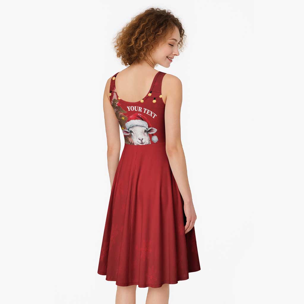 Personalized New Zealand Sheep Christmas Midi Dress Hipi Meri Kirihimete Silver Fern Xmas Tree LT14 - Polynesian Pride