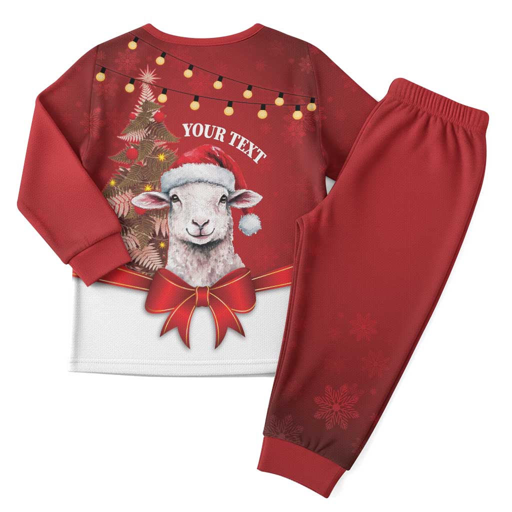 Personalized New Zealand Sheep Christmas Pajama Set Hipi Meri Kirihimete Silver Fern Xmas Tree - Polynesian Pride