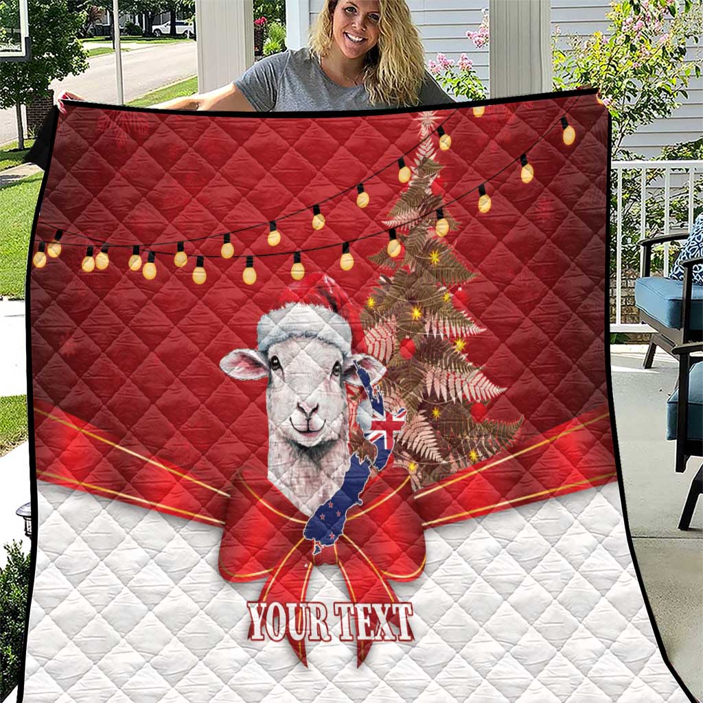 Personalized New Zealand Sheep Christmas Quilt Hipi Meri Kirihimete Silver Fern Xmas Tree - Polynesian Pride