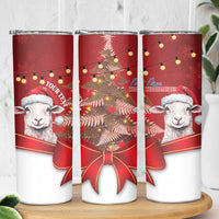 Personalized New Zealand Sheep Christmas Skinny Tumbler Hipi Meri Kirihimete Silver Fern Xmas Tree - Polynesian Pride