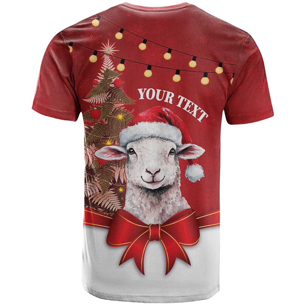 Personalized New Zealand Sheep Christmas T Shirt Hipi Meri Kirihimete Silver Fern Xmas Tree LT14 - Polynesian Pride