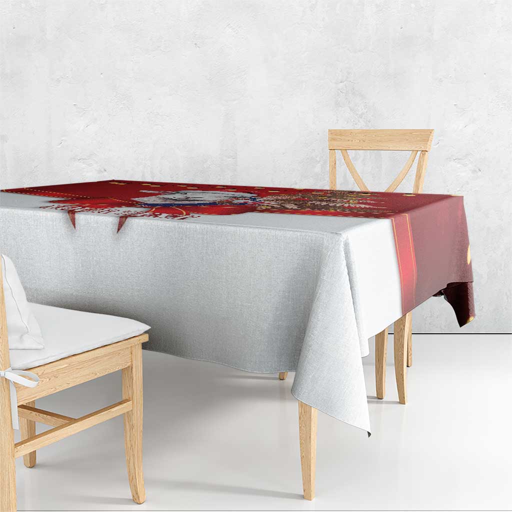 Personalized New Zealand Sheep Christmas Tablecloth Hipi Meri Kirihimete Silver Fern Xmas Tree - Polynesian Pride