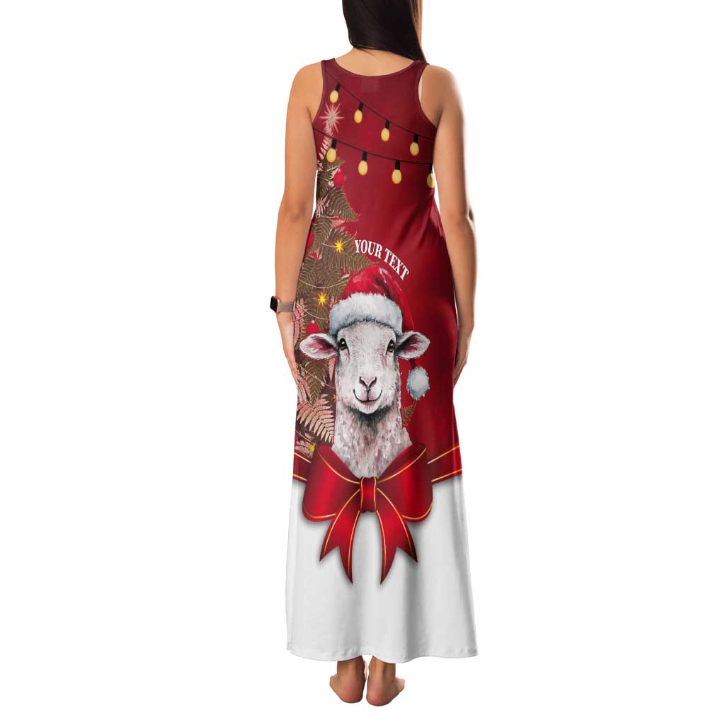 Personalized New Zealand Sheep Christmas Tank Maxi Dress Hipi Meri Kirihimete Silver Fern Xmas Tree - Polynesian Pride