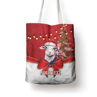 Personalized New Zealand Sheep Christmas Tote Bag Hipi Meri Kirihimete Silver Fern Xmas Tree - Polynesian Pride