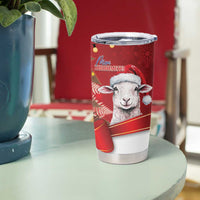 Personalized New Zealand Sheep Christmas Tumbler Cup Hipi Meri Kirihimete Silver Fern Xmas Tree - Polynesian Pride