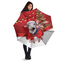 Personalized New Zealand Sheep Christmas Umbrella Hipi Meri Kirihimete Silver Fern Xmas Tree - Polynesian Pride