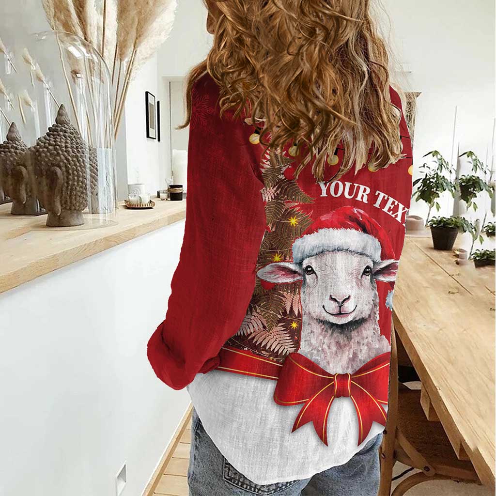 Personalized New Zealand Sheep Christmas Women Casual Shirt Hipi Meri Kirihimete Silver Fern Xmas Tree LT14 - Polynesian Pride