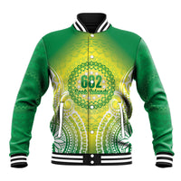 Cook Islands 682 Baseball Jacket Kuki 'Airani Area Code Proud LT14 Unisex Green - Polynesian Pride