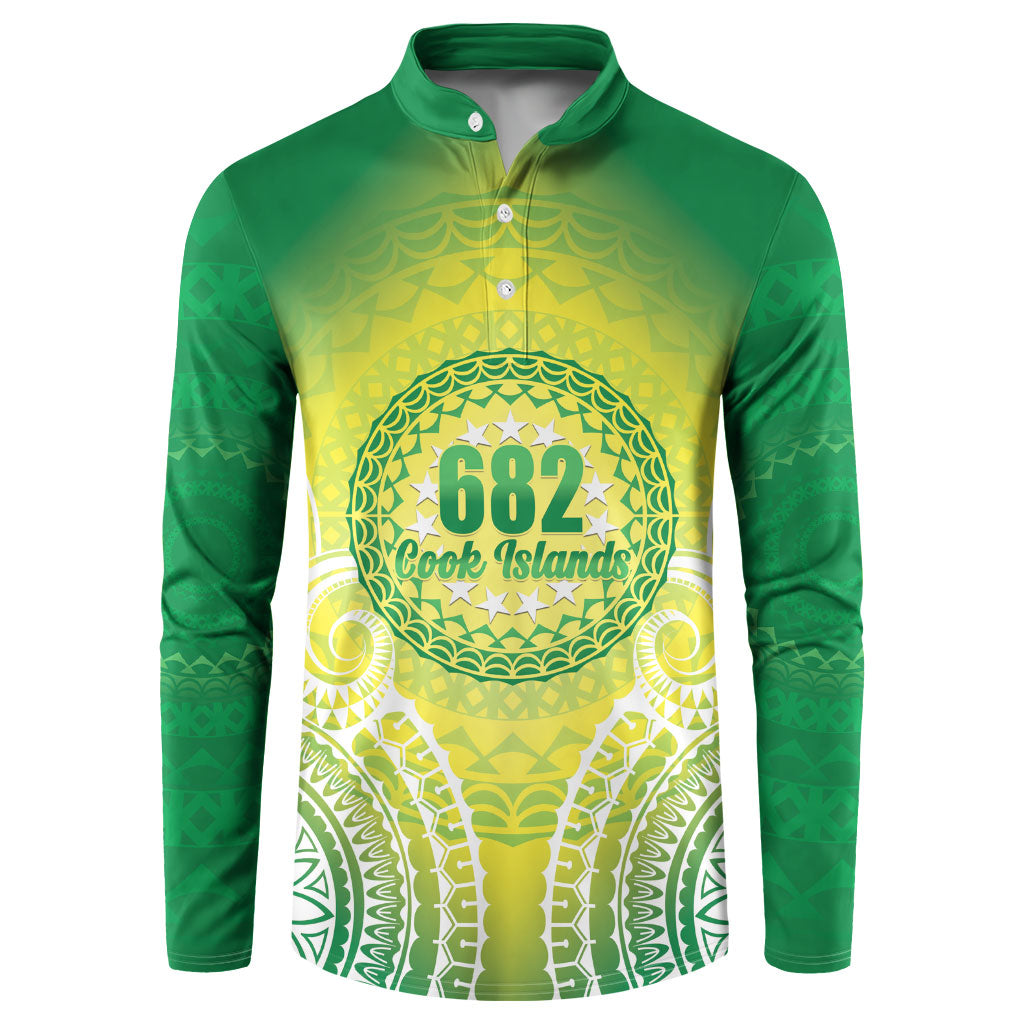 Cook Islands 682 Button Sweatshirt Kuki 'Airani Area Code Proud LT14 Green - Polynesian Pride