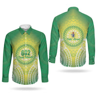 Cook Islands 682 Couples Matching Off Shoulder Maxi Dress and Long Sleeve Button Shirt Kuki 'Airani Area Code Proud LT14 - Polynesian Pride
