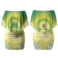 Cook Islands 682 Couples Matching Off Shoulder Short Dress and Hawaiian Shirt Kuki 'Airani Area Code Proud LT14 - Polynesian Pride