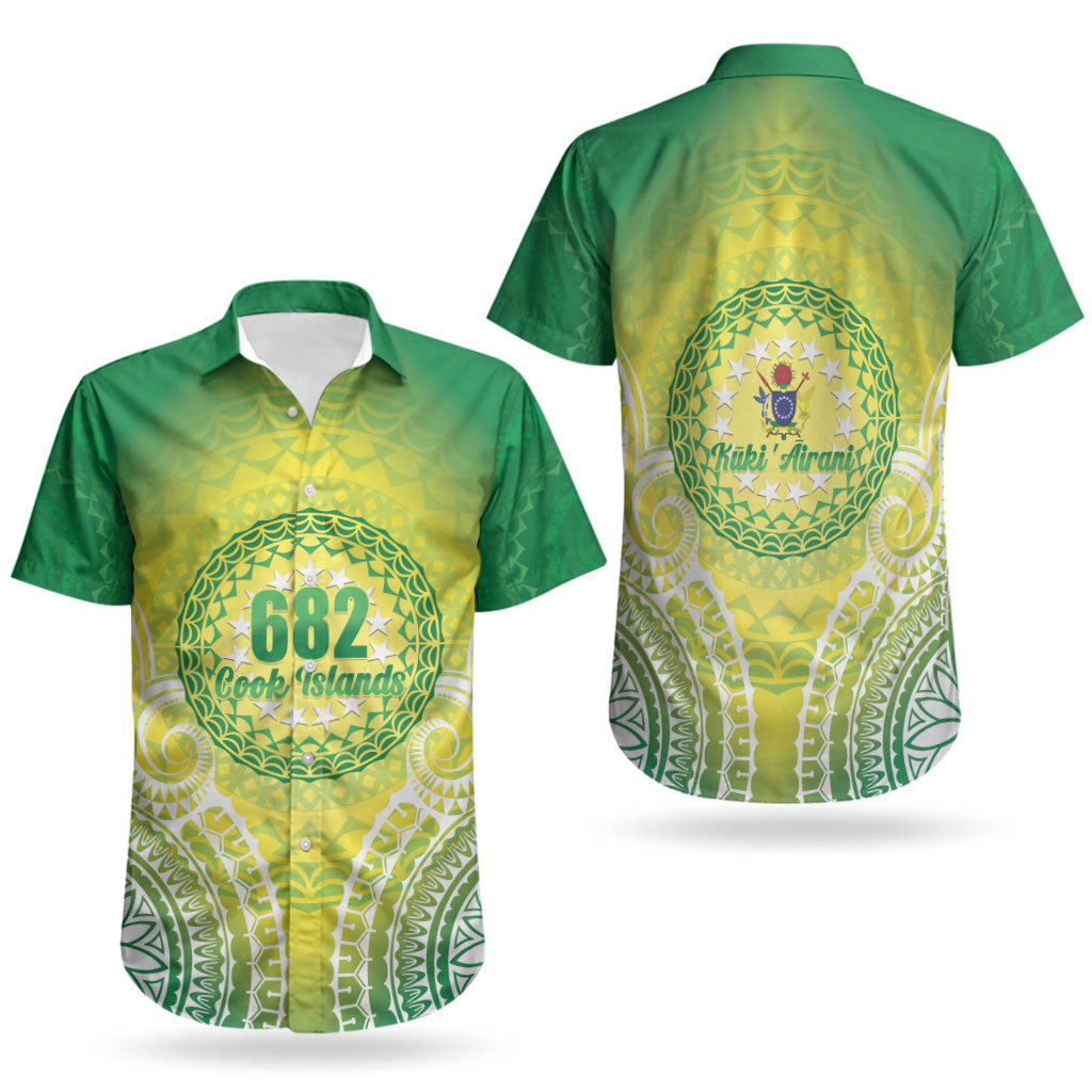Cook Islands 682 Couples Matching Off Shoulder Short Dress and Hawaiian Shirt Kuki 'Airani Area Code Proud LT14 - Polynesian Pride
