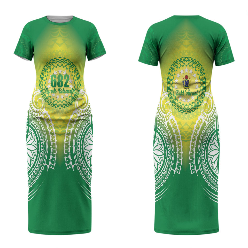 Cook Islands 682 Couples Matching Short Sleeve Bodycon Dress and Hawaiian Shirt Kuki 'Airani Area Code Proud LT14 - Polynesian Pride
