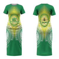 Cook Islands 682 Couples Matching Short Sleeve Bodycon Dress and Long Sleeve Button Shirt Kuki 'Airani Area Code Proud LT14 - Polynesian Pride