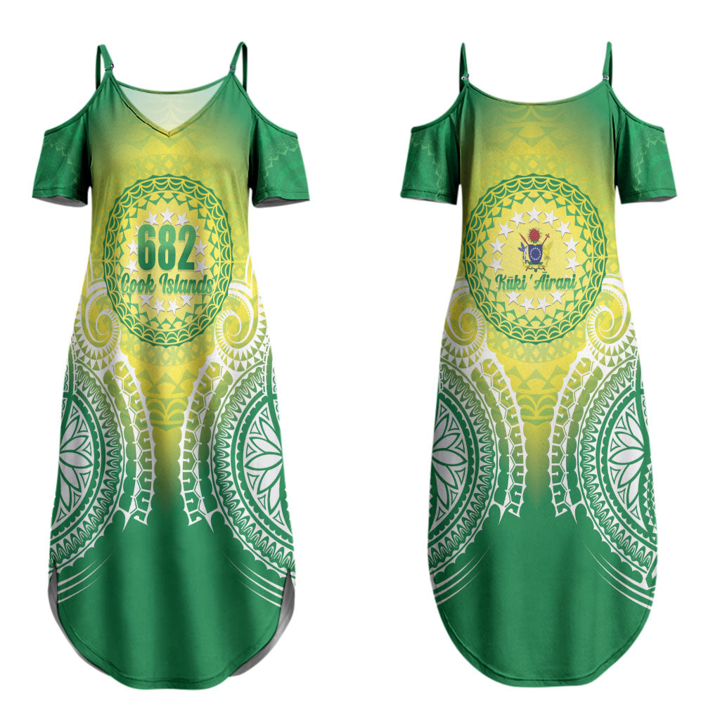 Cook Islands 682 Couples Matching Summer Maxi Dress and Long Sleeve Button Shirt Kuki 'Airani Area Code Proud LT14 - Polynesian Pride