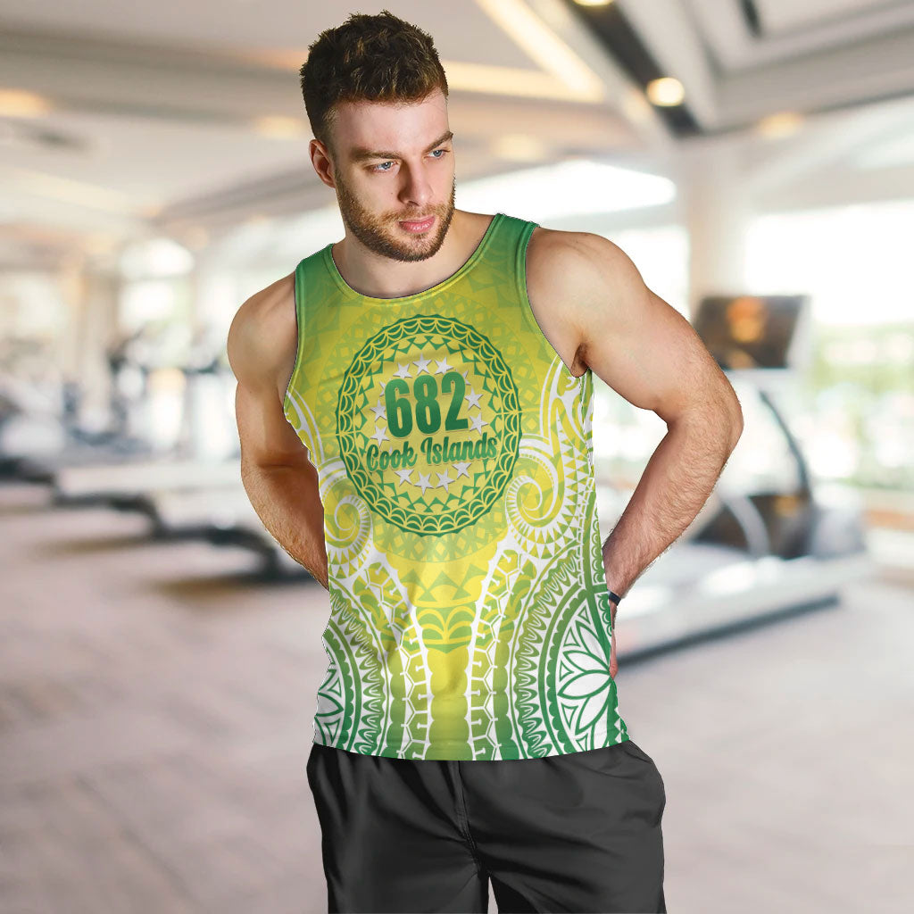 Cook Islands 682 Men Tank Top Kuki 'Airani Area Code Proud LT14 Green - Polynesian Pride