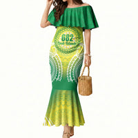 Cook Islands 682 Mermaid Dress Kuki 'Airani Area Code Proud LT14 Women Green - Polynesian Pride