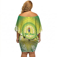 Cook Islands 682 Off Shoulder Short Dress Kuki 'Airani Area Code Proud LT14 - Polynesian Pride