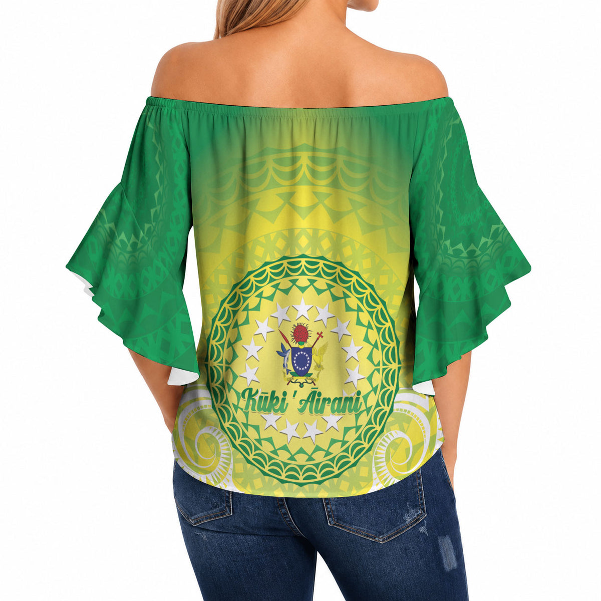 Cook Islands 682 Off Shoulder Wrap Waist Top Kuki 'Airani Area Code Proud LT14 - Polynesian Pride