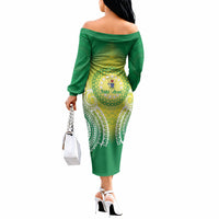 Cook Islands 682 Off The Shoulder Long Sleeve Dress Kuki 'Airani Area Code Proud LT14 - Polynesian Pride