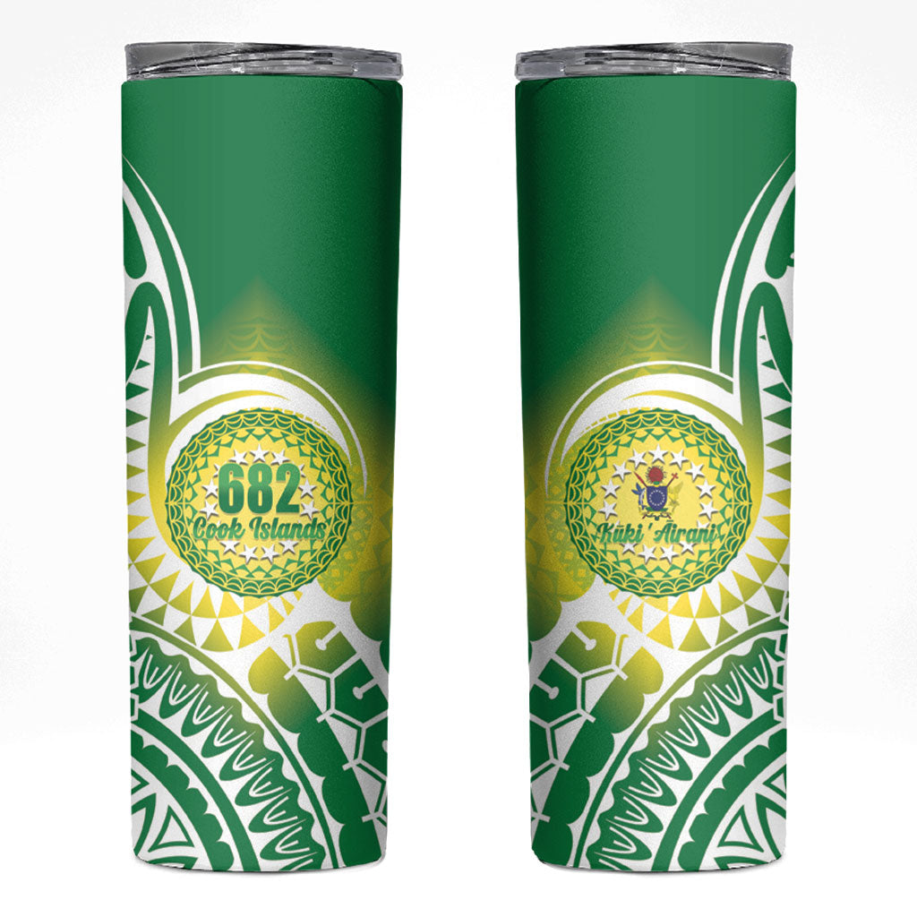 Cook Islands 682 Skinny Tumbler Kuki 'Airani Area Code Proud LT14 Green - Polynesian Pride