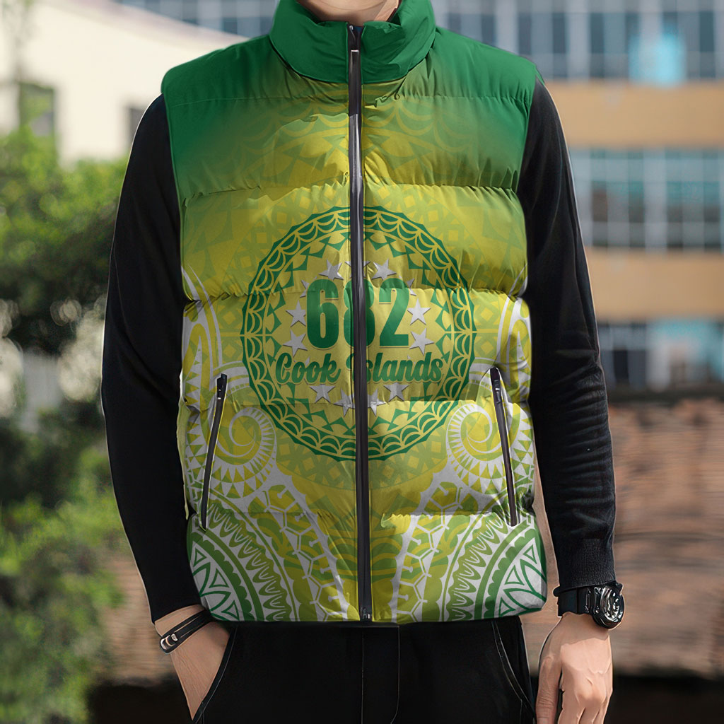 Cook Islands 682 Sleeveless Puffer Jacket Kuki 'Airani Area Code Proud LT14 - Polynesian Pride