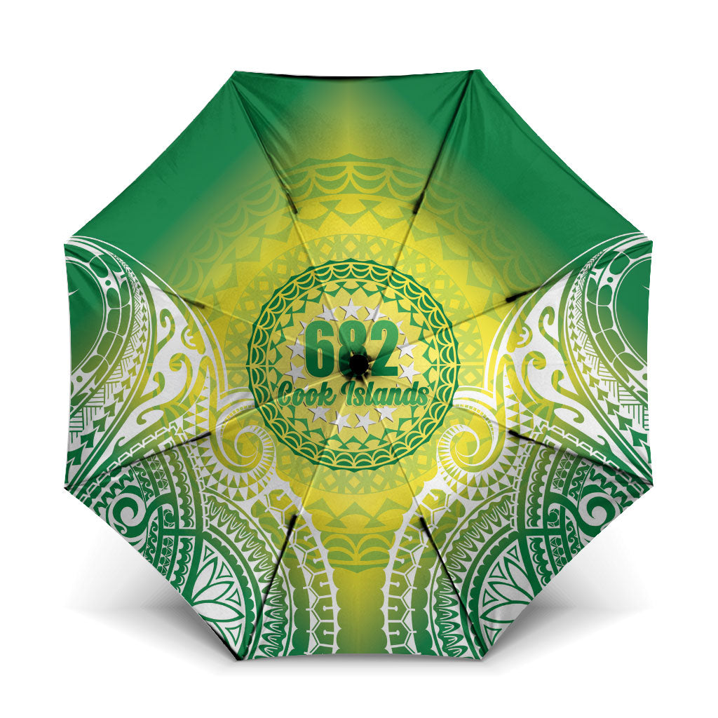 Cook Islands 682 Umbrella Kuki 'Airani Area Code Proud LT14 One Size Folded 11.42 inch Opened Diameter 37.4 inch Green - Polynesian Pride