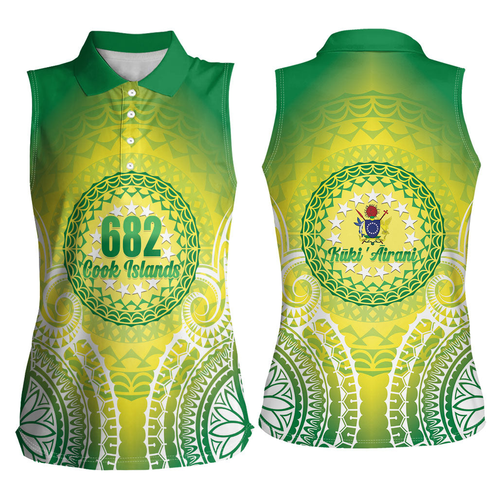 Cook Islands 682 Women Sleeveless Polo Shirt Kuki 'Airani Area Code Proud LT14 - Polynesian Pride
