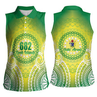 Cook Islands 682 Women Sleeveless Polo Shirt Kuki 'Airani Area Code Proud LT14 - Polynesian Pride