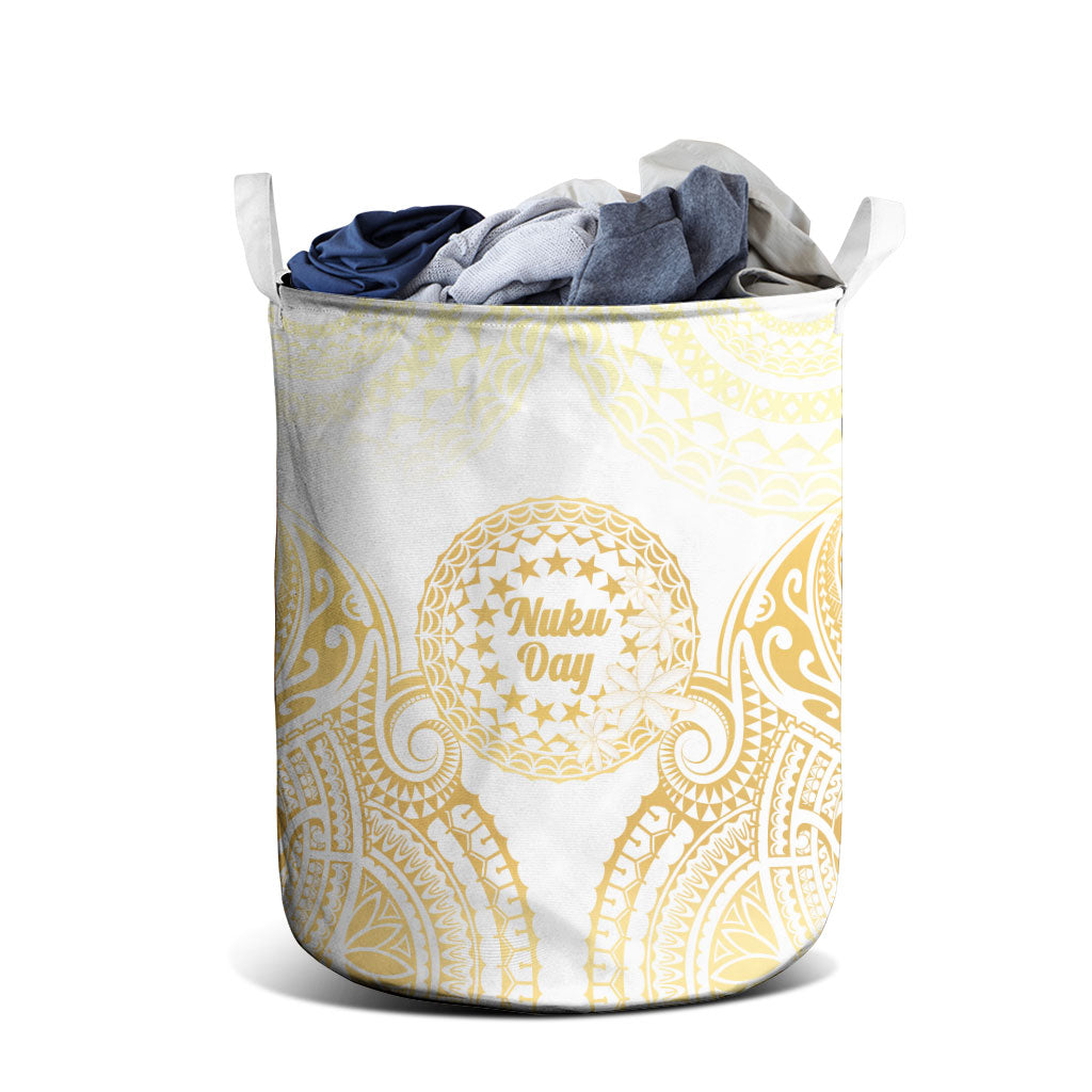 Cook Islands Gospel Day Laundry Basket Happy Nuku Day Tiare Maori Gold LT14 - Polynesian Pride
