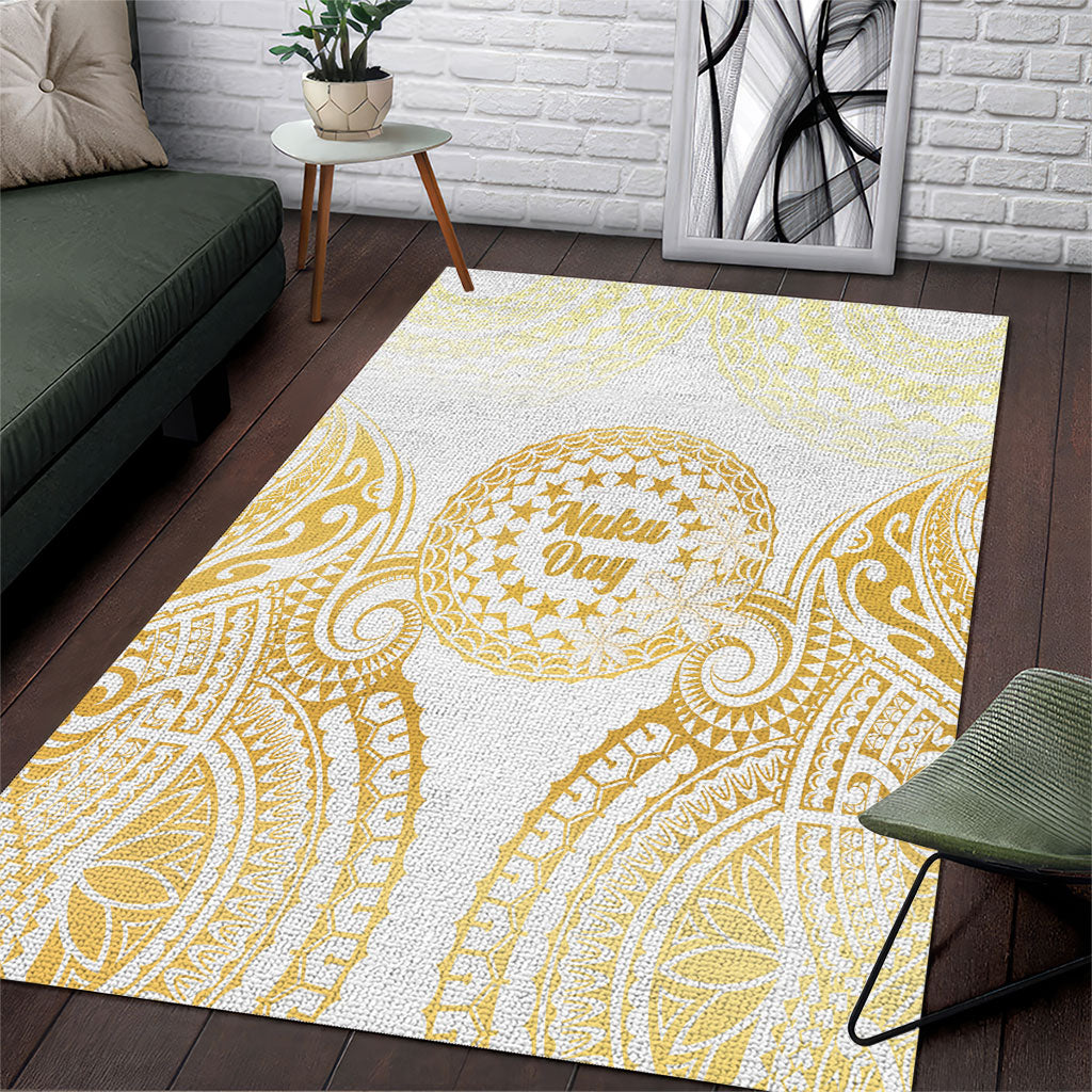 Cook Islands Gospel Day Area Rug Happy Nuku Day Tiare Maori Gold LT14 Gold - Polynesian Pride