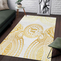 Cook Islands Gospel Day Area Rug Happy Nuku Day Tiare Maori Gold LT14 Gold - Polynesian Pride