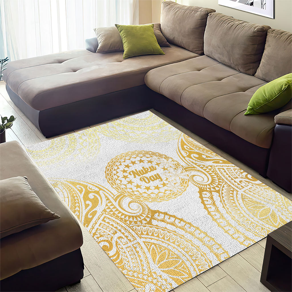 Cook Islands Gospel Day Area Rug Happy Nuku Day Tiare Maori Gold LT14 - Polynesian Pride