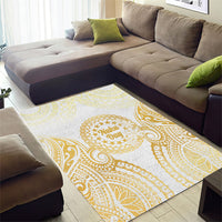 Cook Islands Gospel Day Area Rug Happy Nuku Day Tiare Maori Gold LT14 - Polynesian Pride