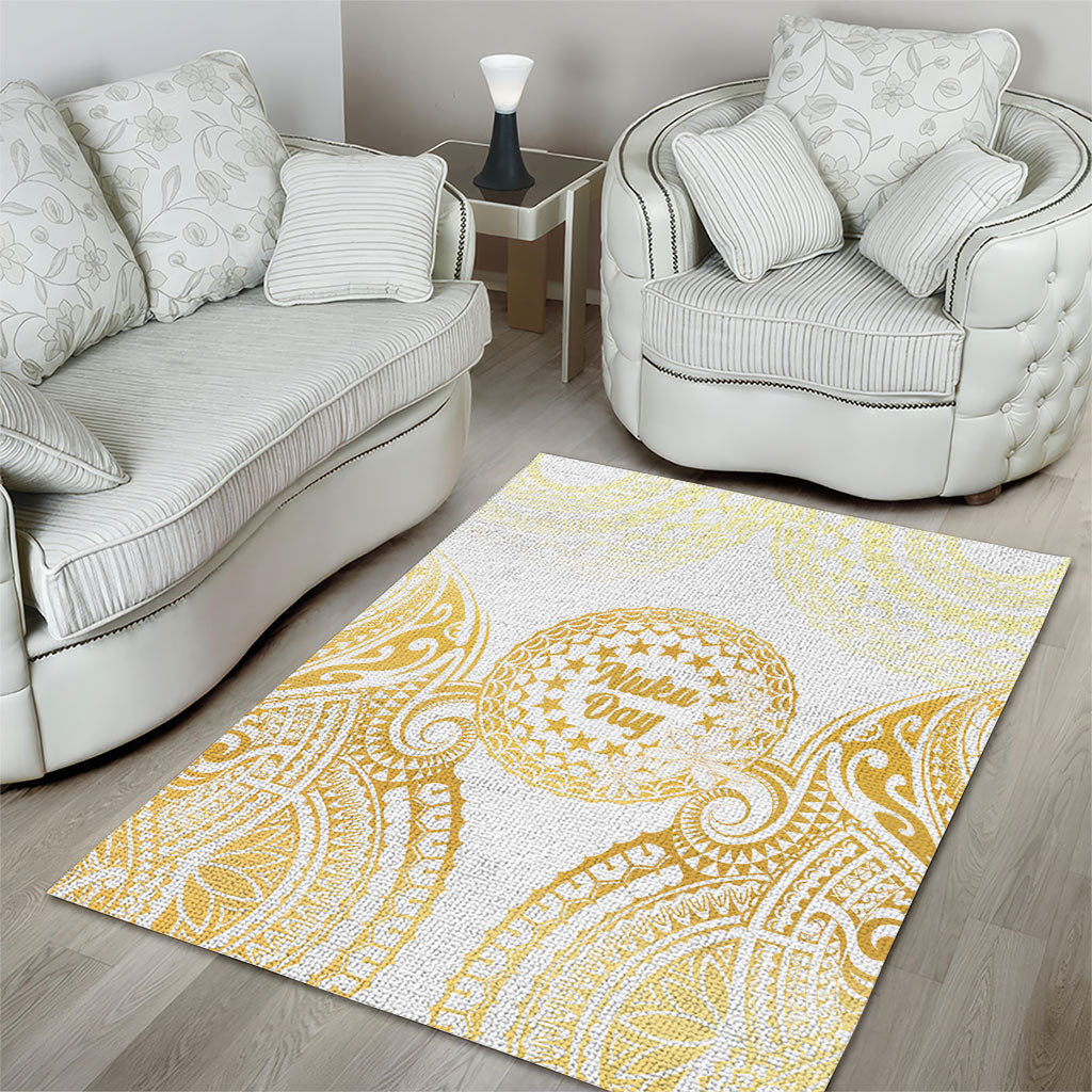 Cook Islands Gospel Day Area Rug Happy Nuku Day Tiare Maori Gold LT14 - Polynesian Pride
