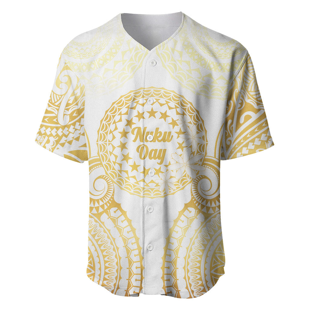 Cook Islands Gospel Day Baseball Jersey Happy Nuku Day Tiare Maori Gold LT14 Gold - Polynesian Pride