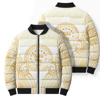 Cook Islands Gospel Day Bomber Puffer Jacket Happy Nuku Day Tiare Maori Gold LT14 - Polynesian Pride
