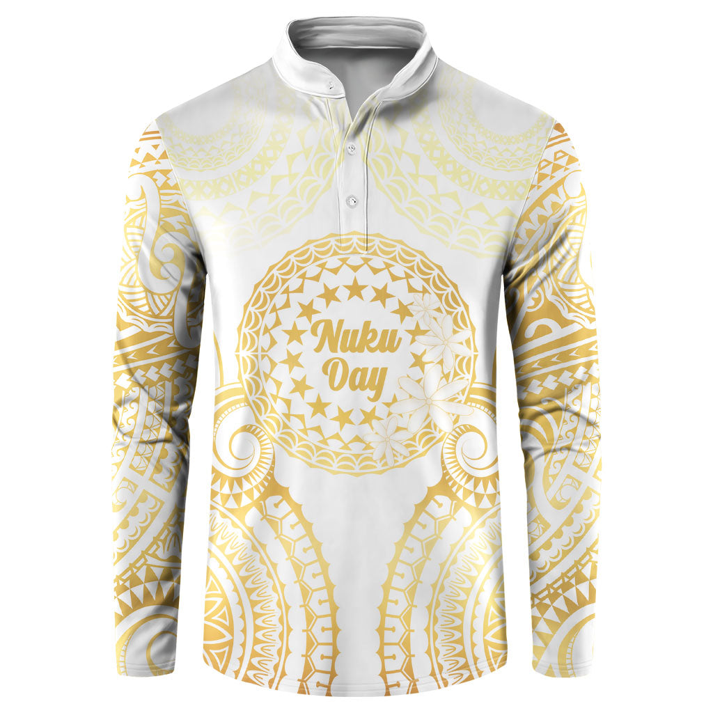 Cook Islands Gospel Day Button Sweatshirt Happy Nuku Day Tiare Maori Gold LT14 Gold - Polynesian Pride