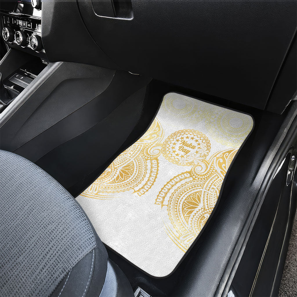 Cook Islands Gospel Day Car Mats Happy Nuku Day Tiare Maori Gold LT14 - Polynesian Pride