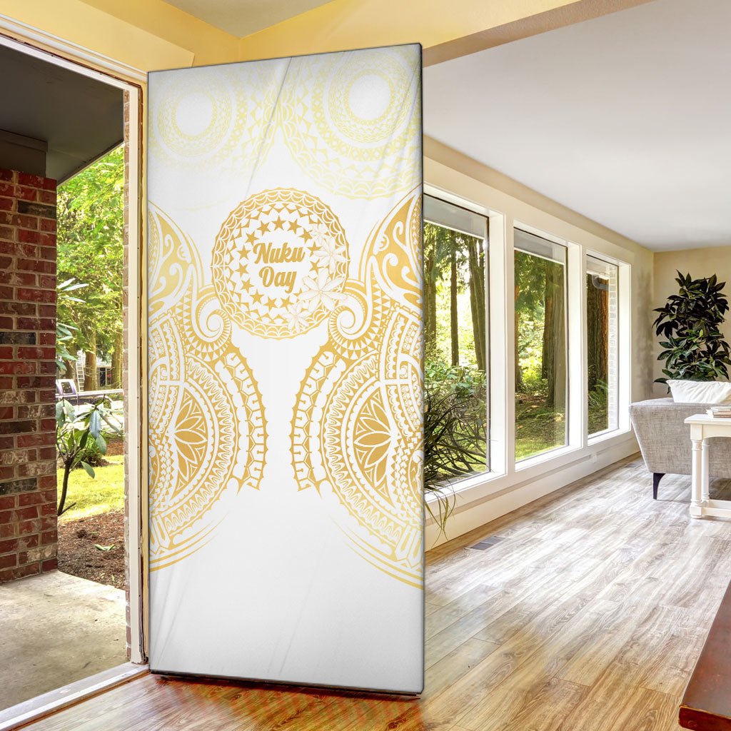 Cook Islands Gospel Day Door Cover Happy Nuku Day Tiare Maori Gold LT14 - Polynesian Pride
