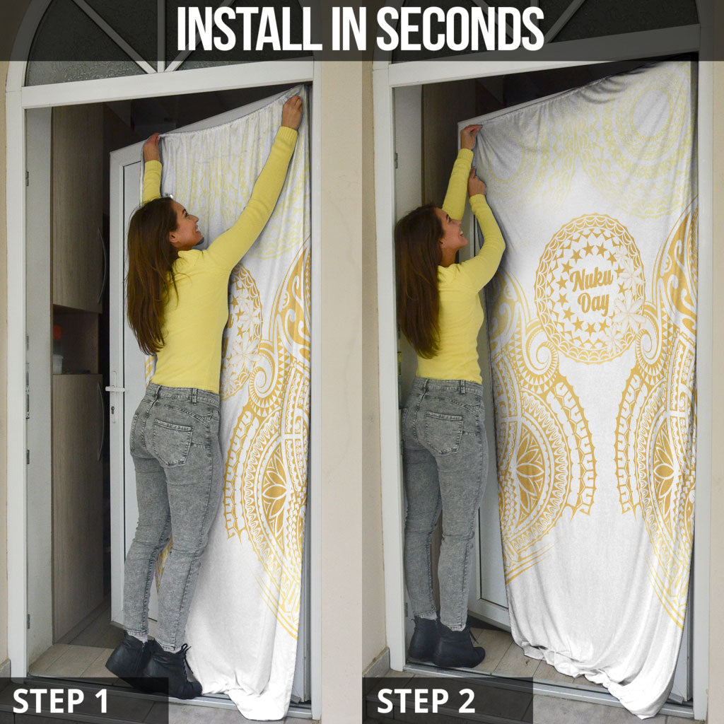 Cook Islands Gospel Day Door Cover Happy Nuku Day Tiare Maori Gold LT14 - Polynesian Pride