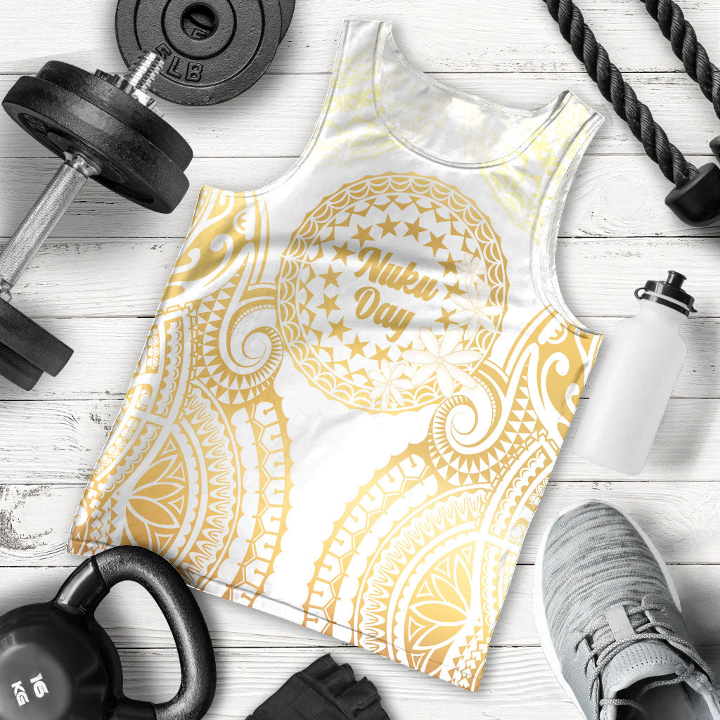 Cook Islands Gospel Day Men Tank Top Happy Nuku Day Tiare Maori Gold LT14 - Polynesian Pride