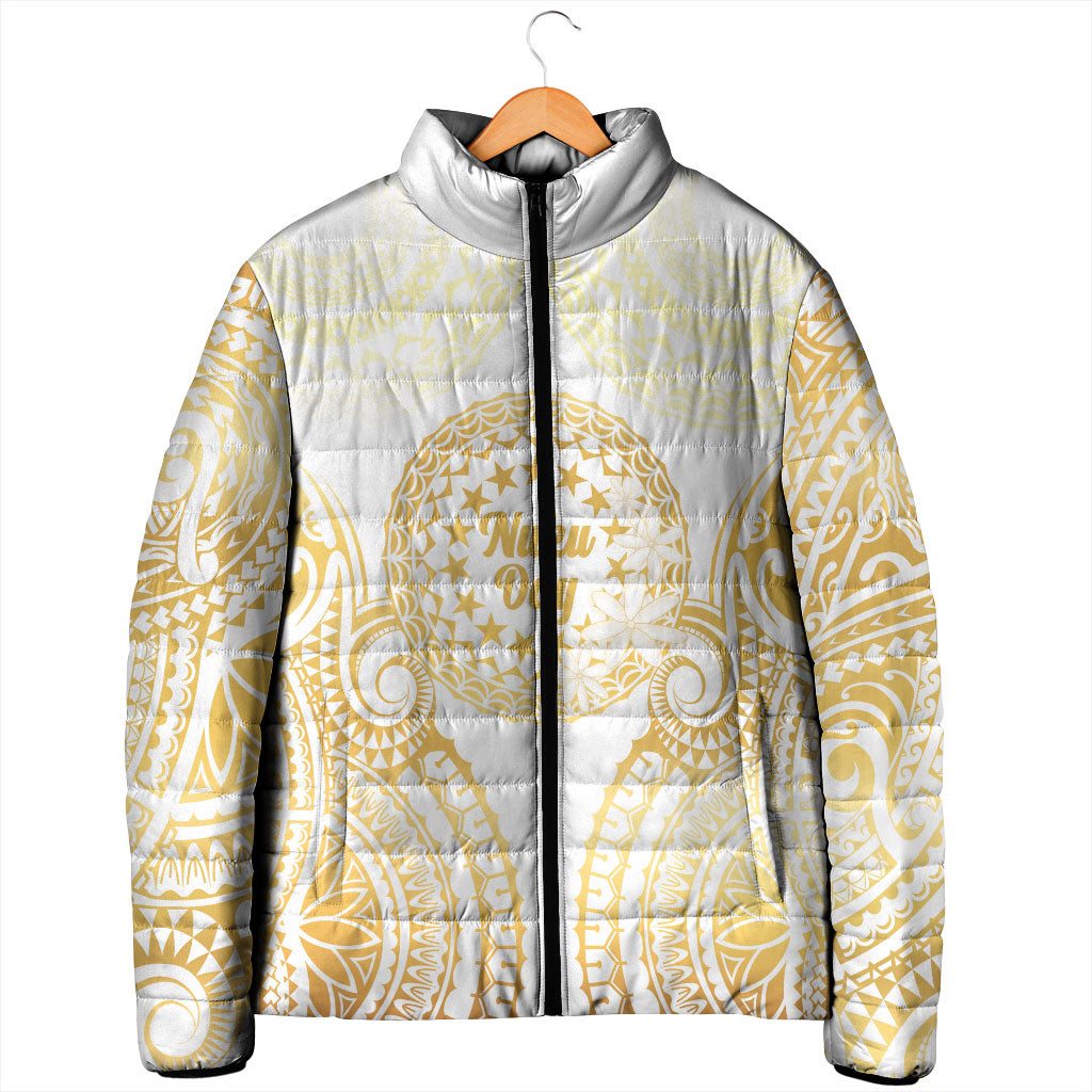 Cook Islands Gospel Day Padded Jacket Happy Nuku Day Tiare Maori Gold LT14 - Polynesian Pride
