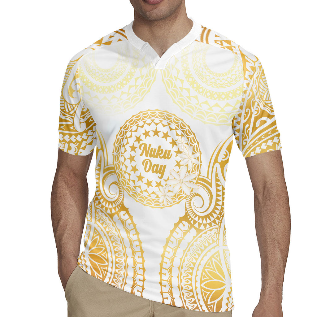 Cook Islands Gospel Day Rugby Jersey Happy Nuku Day Tiare Maori Gold LT14 - Polynesian Pride