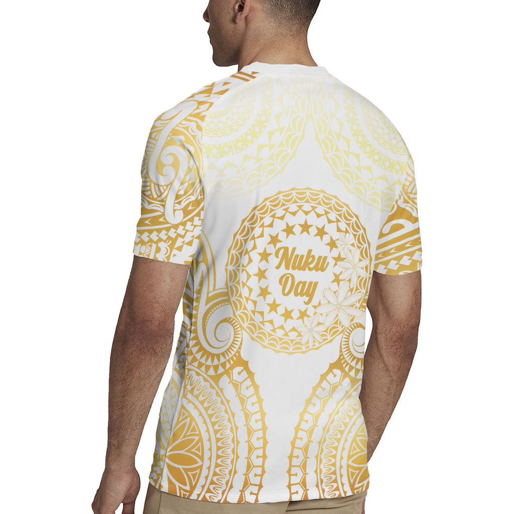 Cook Islands Gospel Day Rugby Jersey Happy Nuku Day Tiare Maori Gold LT14 - Polynesian Pride